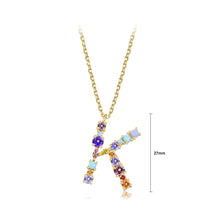 Load image into Gallery viewer, Fashion and Simple Plated Gold English Alphabet K Pendant with Cubic Zirconia and Necklace