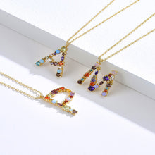 Load image into Gallery viewer, Fashion and Simple Plated Gold English Alphabet M Pendant with Cubic Zirconia and Necklace
