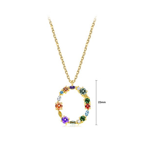 Fashion and Simple Plated Gold English Alphabet O Pendant with Cubic Zirconia and Necklace