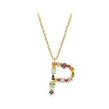 Load image into Gallery viewer, Fashion and Simple Plated Gold English Alphabet P Pendant with Cubic Zirconia and Necklace