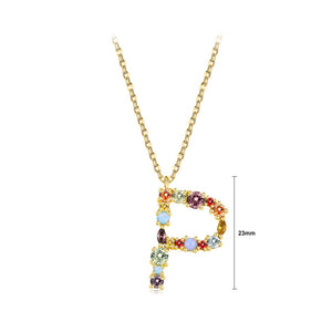Fashion and Simple Plated Gold English Alphabet P Pendant with Cubic Zirconia and Necklace