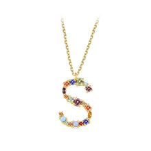 Load image into Gallery viewer, Fashion and Simple Plated Gold English Alphabet S Pendant with Cubic Zirconia and Necklace