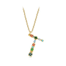 Load image into Gallery viewer, Fashion and Simple Plated Gold English Alphabet T Pendant with Cubic Zirconia and Necklace