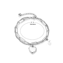 Load image into Gallery viewer, Fashion Romantic Shell Heart-shaped Imitation Pearl Double Layer 316L Stainless Steel Bracelet