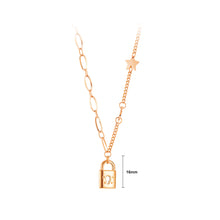 Load image into Gallery viewer, Fashion Simple Plated Rose Gold Lock Star 316L Stainless Steel Pendant with Necklace