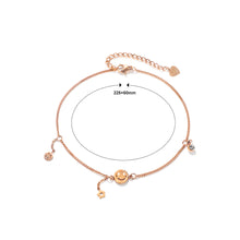 Load image into Gallery viewer, Simple and Cute Plated Rose Gold Smiling Face Geometric Round 316L Stainless Steel Anklet with Cubic Zirconia