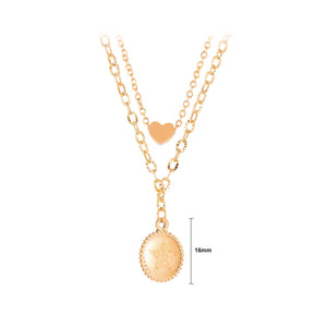 Fashion Temperament Plated Rose Gold Star Oval Heart Shape 316L Stainless Steel Double Pendant with Necklace