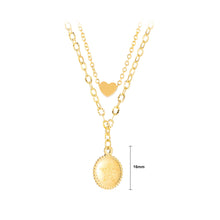 Load image into Gallery viewer, Fashion Temperament Plated Gold Star Oval Heart Shape 316L Stainless Steel Double Pendant with Necklace