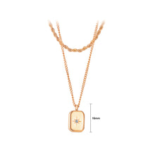 Load image into Gallery viewer, Simple and Fashion Plated Rose Gold Star Cubic Zirconia Geometric Square 316L Stainless Steel Pendant with Double-layer Necklace