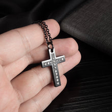 Load image into Gallery viewer, Fashion Classic Plated Black Cross 316L Stainless Steel Pendant with Cubic Zirconia and Necklace