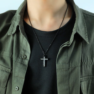 Fashion Classic Plated Black Cross 316L Stainless Steel Pendant with Cubic Zirconia and Necklace