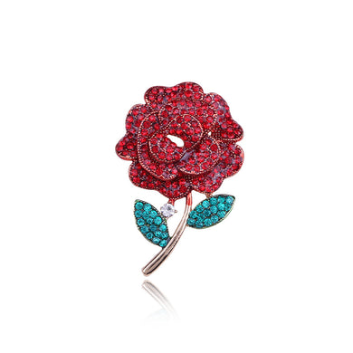 Fashion Bright Plated Gold Rose Brooch with Cubic Zirconia