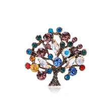 Load image into Gallery viewer, Fashion and Elegant Plated Gold Tree Brooch with Colorful Cubic Zirconia