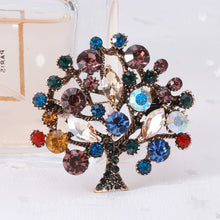 Load image into Gallery viewer, Fashion and Elegant Plated Gold Tree Brooch with Colorful Cubic Zirconia