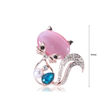 Load image into Gallery viewer, Simple and Fashion Plated Gold Fox Pink Imitation Opal Brooch with Cubic Zirconia