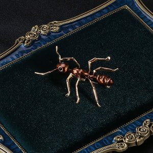 Simple and Cute Plated Gold Enamel Brown Ant Brooch