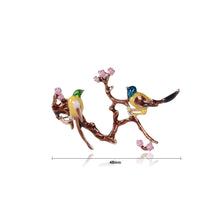 Load image into Gallery viewer, Fashion and Elegant Plated Gold Enamel Plum Blossom Bird Brooch