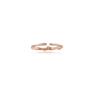 925 Sterling Silver Plated Rose Gold Simple Geometric Line Adjustable Open Ring