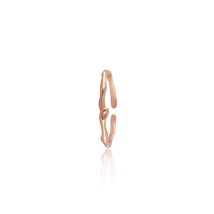 925 Sterling Silver Plated Rose Gold Simple Geometric Line Adjustable Open Ring
