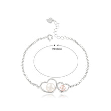 Load image into Gallery viewer, 925 Sterling Silver Simple Temperament Double Heart-shaped Freshwater Pearl Bracelet