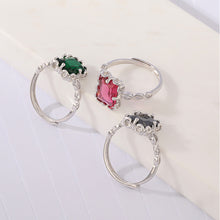 Load image into Gallery viewer, 925 Sterling Silver Fashion Simple Geometric Square Green Cubic Zirconia Adjustable Ring