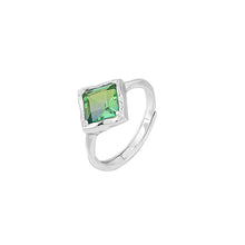 Load image into Gallery viewer, 925 Sterling Silver Simple Fashion Geometric Diamond Adjustable Ring with Green Cubic Zirconia