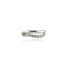 Load image into Gallery viewer, 925 Sterling Silver Simple Temperament Ripple Geometric Adjustable Ring with Cubic Zirconia