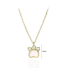 Load image into Gallery viewer, 925 Sterling Silver Plated Gold Simple Cute Dog Paw Pendant with Cubic Zirconia and Necklace