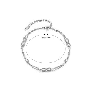 Fashion Simple Ribbon 316L Stainless Steel Double Layer Anklet