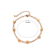 Load image into Gallery viewer, Fashion and Simple Plated Rose Gold Heart-shaped 316L Stainless Steel Double Layer Anklet
