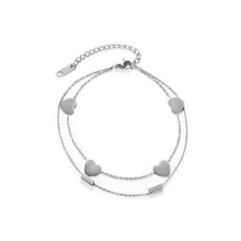 Load image into Gallery viewer, Fashion and Romantic Heart-shaped 316L Stainless Steel Double Layer Anklet