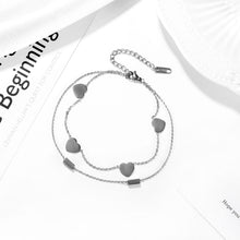 Load image into Gallery viewer, Fashion and Romantic Heart-shaped 316L Stainless Steel Double Layer Anklet
