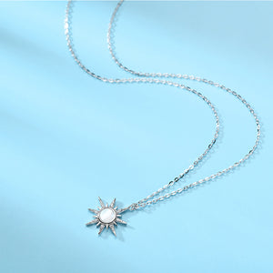 925 Sterling Silver Fashion Temperament Sun Pendant with Cubic Zirconia and Necklace