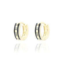 Load image into Gallery viewer, 925 Sterling Silver Plated Gold Simple Temperament Roman Numeral Geometric Stud Earrings