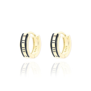925 Sterling Silver Plated Gold Simple Temperament Roman Numeral Geometric Stud Earrings