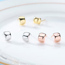Load image into Gallery viewer, 925 Sterling Silver Plated Rose Gold Simple Fashion Geometric Square Stud Earrings