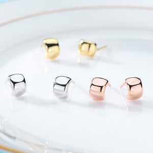 925 Sterling Silver Plated Rose Gold Simple Fashion Geometric Square Stud Earrings
