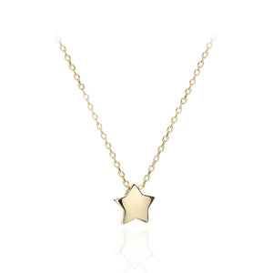 925 Sterling Silver Plated Gold Simple Fashion Star Pendant with Necklace