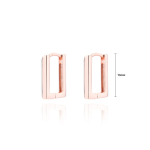 925 Sterling Silver Plated Rose Gold Fashion Simple Hollow Geometric Square Stud Earrings