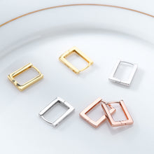Load image into Gallery viewer, 925 Sterling Silver Plated Rose Gold Fashion Simple Hollow Geometric Square Stud Earrings