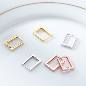 925 Sterling Silver Plated Rose Gold Fashion Simple Hollow Geometric Square Stud Earrings