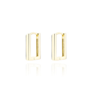 925 Sterling Silver Plated Gold Fashion Simple Hollow Geometric Square Stud Earrings