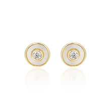 Load image into Gallery viewer, 925 Sterling Silver Plated Gold Simple Fashion Geometric Round Stud Earrings with Cubic Zirconia