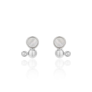 925 Sterling Silver Fashion Simple Geometric Round Shell Stud Earrings