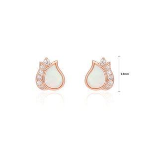 925 Sterling Silver Plated Rose Gold Fashion and Elegant Tulip Stud Earrings with Cubic Zirconia