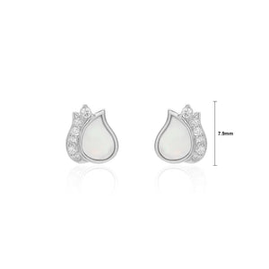 925 Sterling Silver Fashion and Elegant Tulip Stud Earrings with Cubic Zirconia