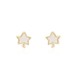 925 Sterling Silver Plated Gold Fashion Simple Star Shell Stud Earrings