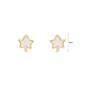 925 Sterling Silver Plated Gold Fashion Simple Star Shell Stud Earrings