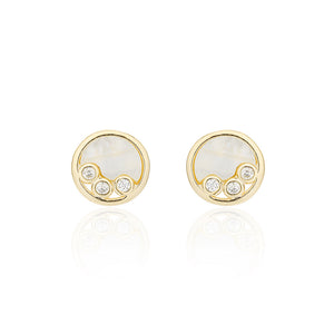 925 Sterling Silver Plated Gold Simple Cute Dog Paw Geometric Round Stud Earrings with Cubic Zirconia