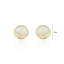 Load image into Gallery viewer, 925 Sterling Silver Plated Gold Simple Cute Dog Paw Geometric Round Stud Earrings with Cubic Zirconia